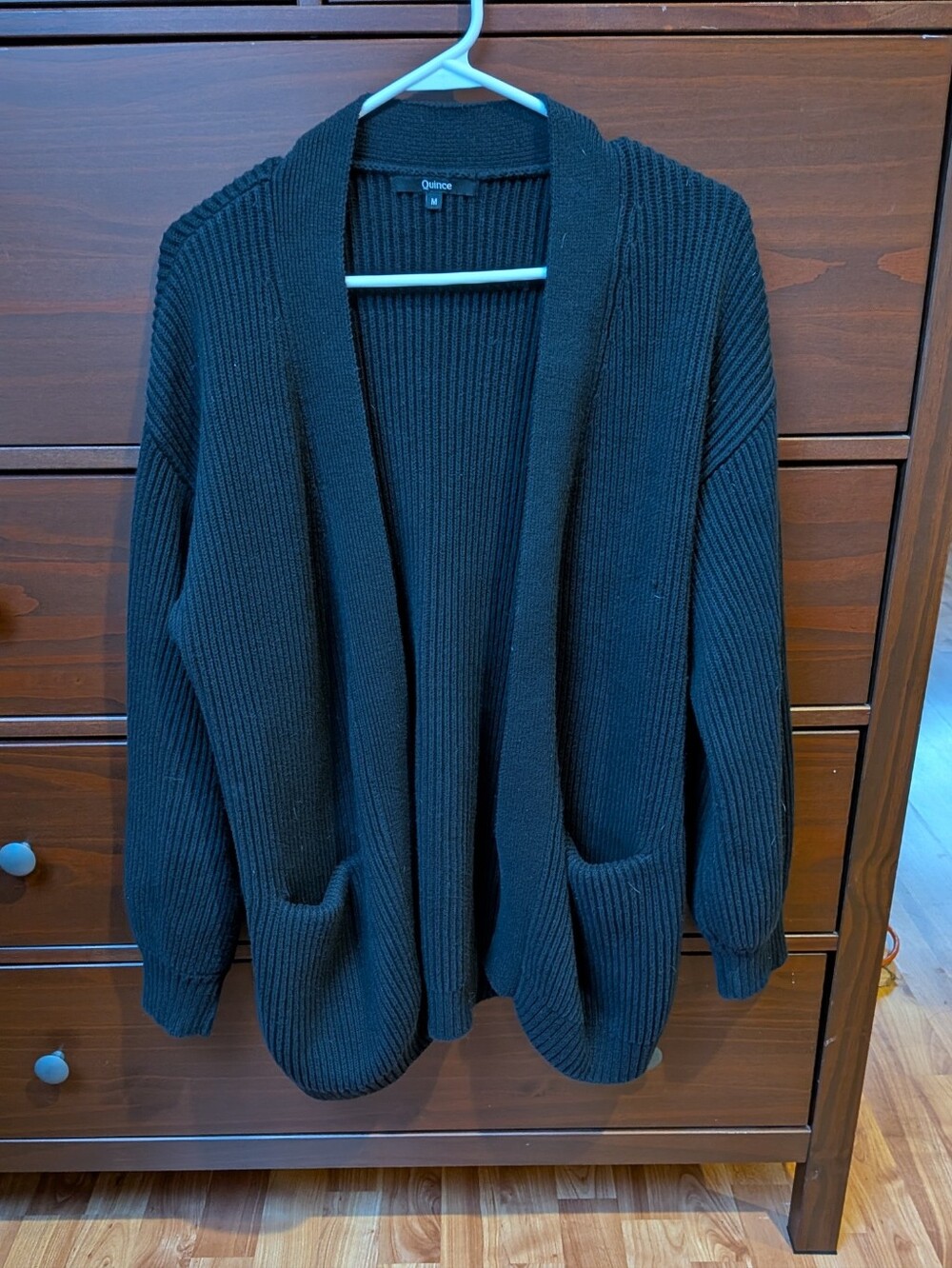 Quince 100% Organic Cotton Cardigan Sweater Black Sz M (B7)